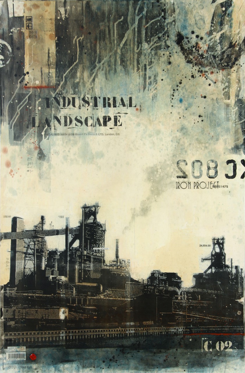 Industrial Landscape CO2 - Gent (B) - collage photo, huile, acrylique sur toile - 150 x 100 cm - 2007