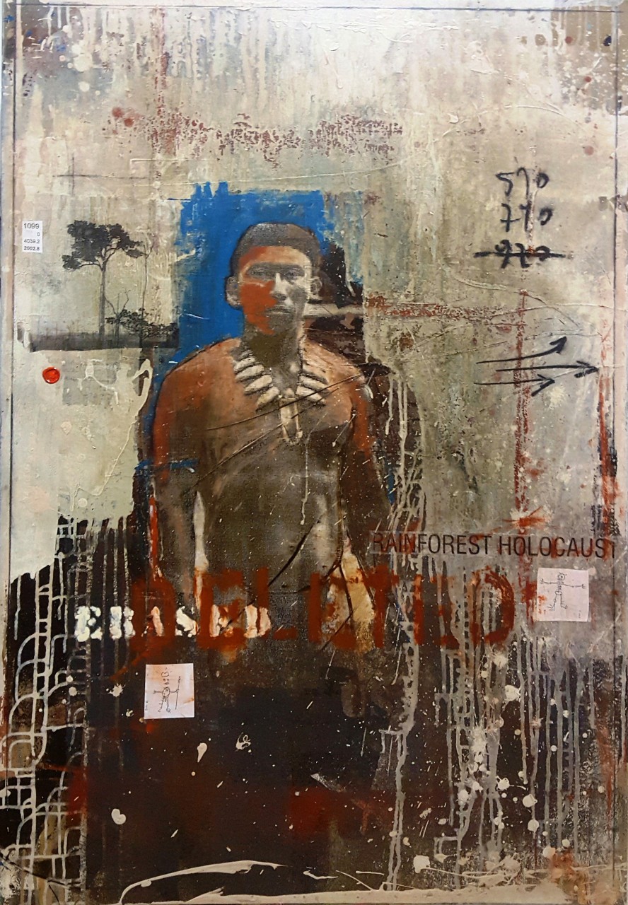 Erased Deleted - collage photo, huile, acrylique sur toile 130 x 90 cm - 2016