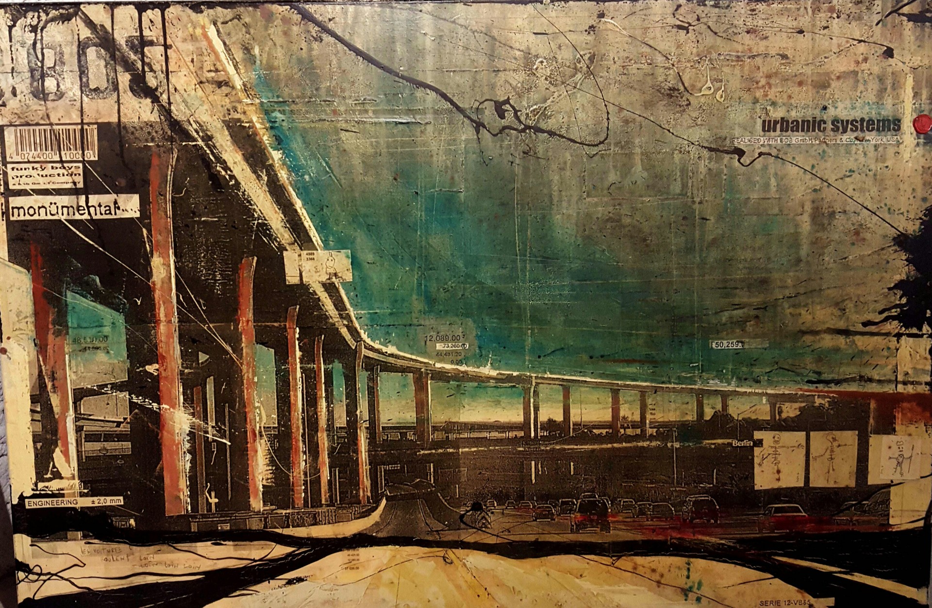 Interchanges - Los Angeles (USA) - collage photo, huile, acrylique sur toile - 80 x 120 cm - 2012