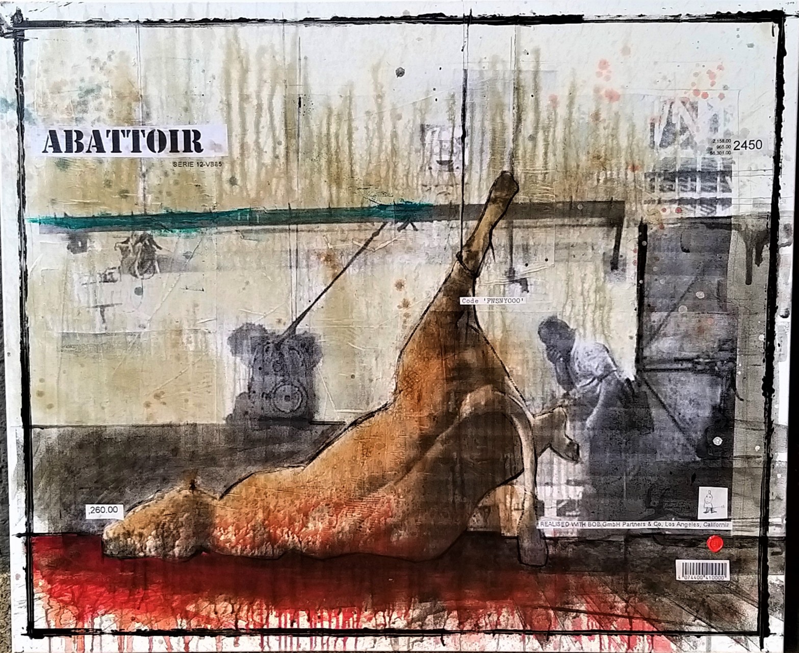 Abattoir - collage photo, huile, acrylique sur toile - 100 x 120 cm - 2022