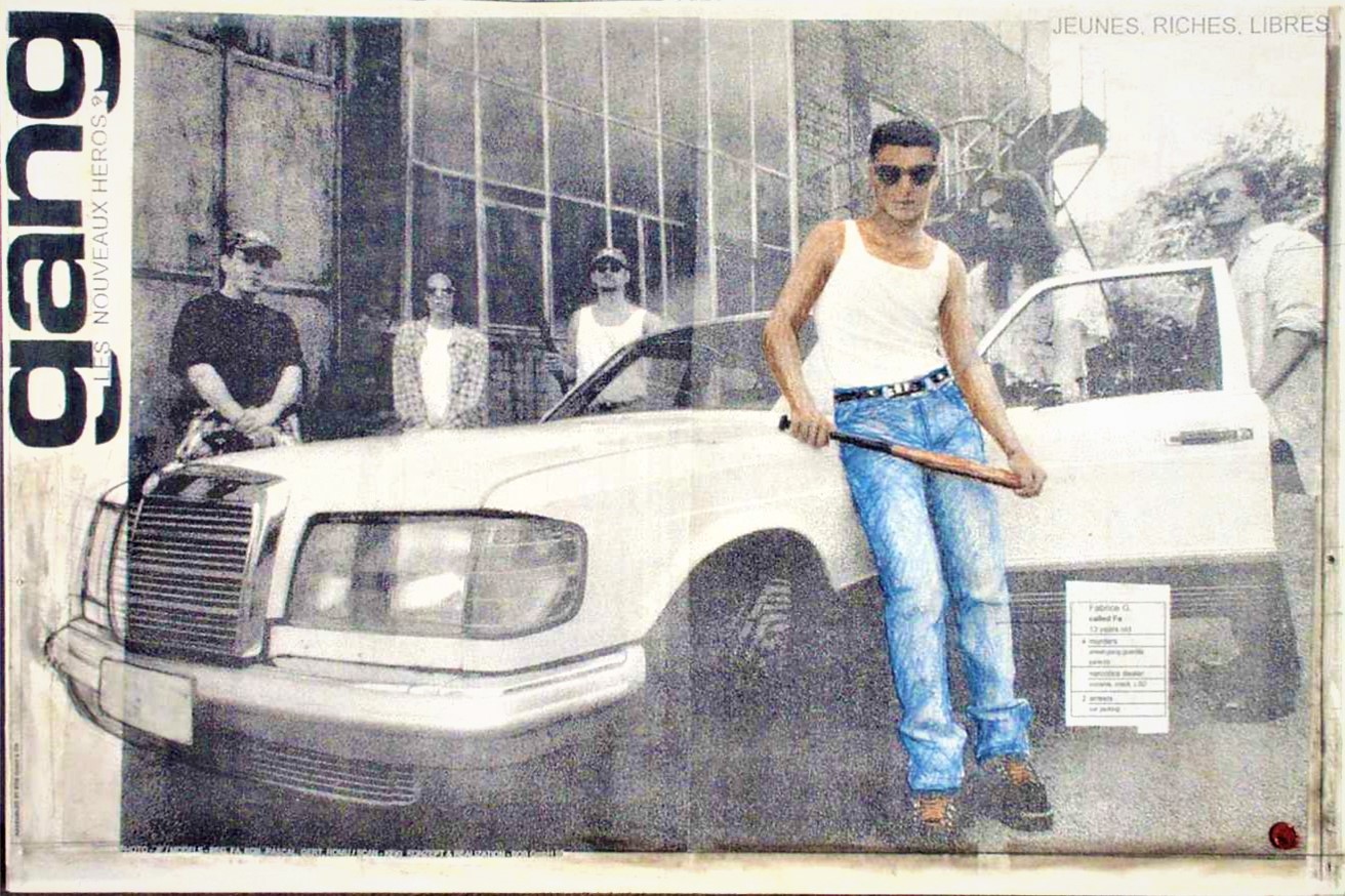 Gang - collage photo, huile, acrylique sur bois - 81 x 122 cm - 1998