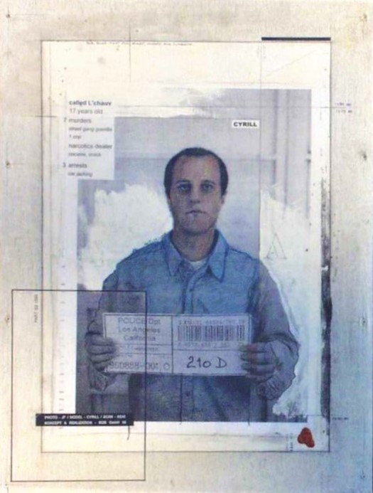 Young Killer CHAUV - collage photo, huile, acrylique sur bois - 81 x 61 cm - 1998